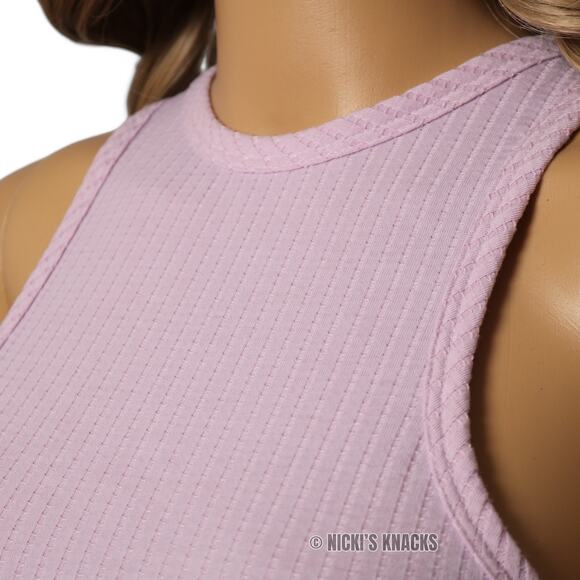 Livi by Olivia Rae Lilac Purple Ribbed Tank Top High Neck Racerback Size S - Picture 3 of 9